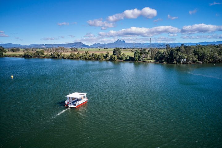 a small boat in a body of water