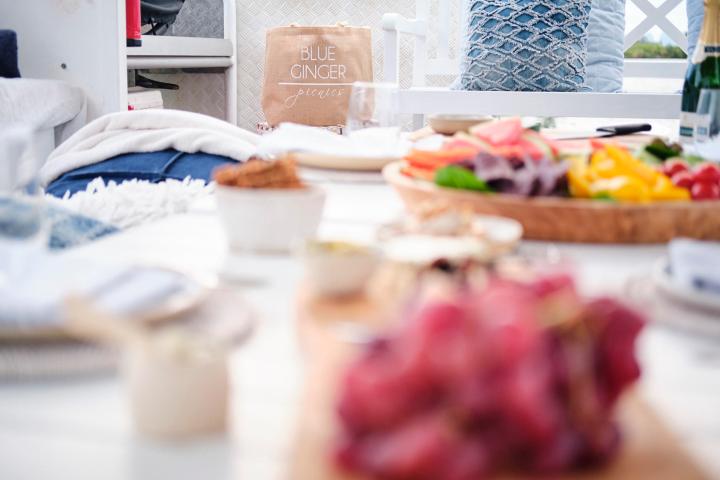 a cake with fruit on top of a table