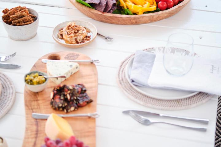 a table topped with different types of food on a plate