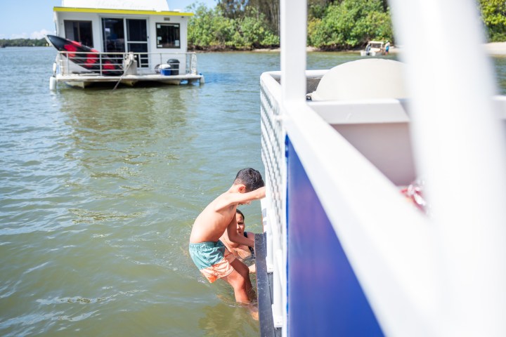 a person in a boat on a body of water