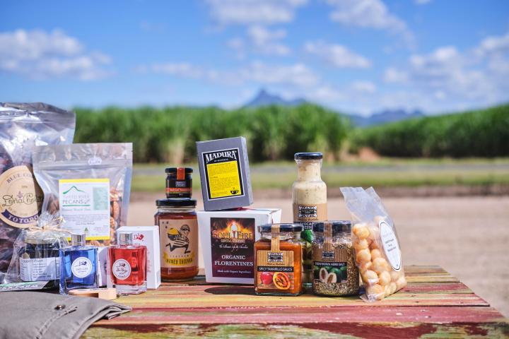 a stack of flyers on a table