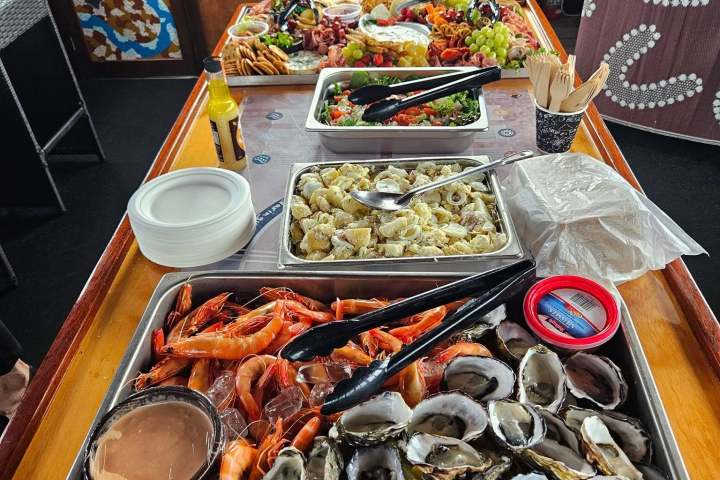 a tray of food on a table