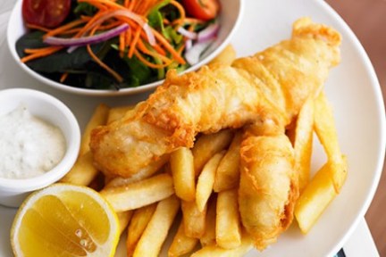 a plate full of food