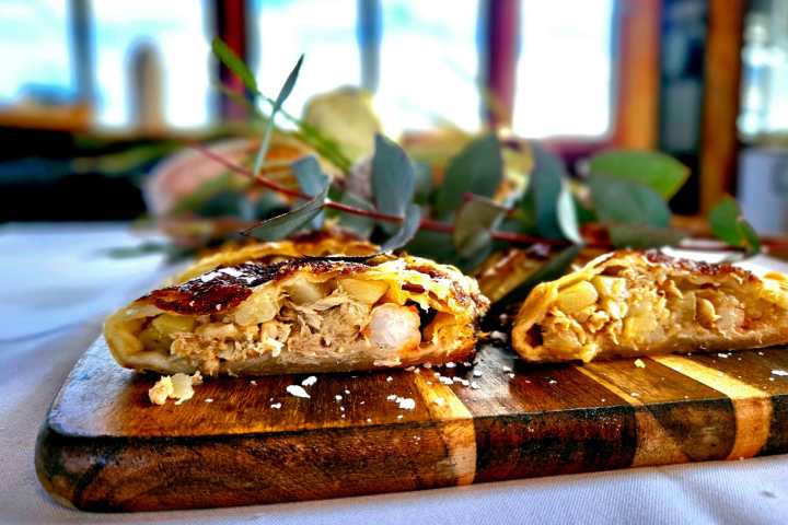 a close up of food on a table