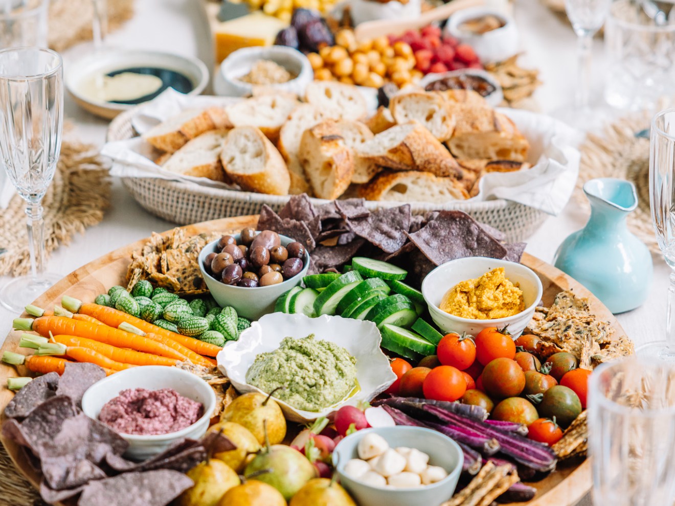 a table topped with plates of food on a plate