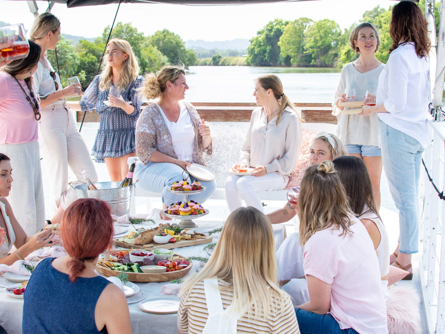a group of people sitting at a table